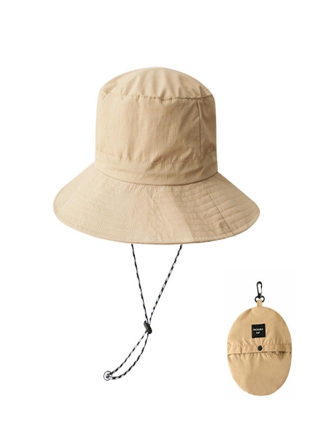 ZMD Waterproof Bucket Hat for Women Men Foldable Outdoor Fishing Rain Hats Quick Dry Packable Sun Hat UV Protection Summer Beach Fishing Hiking, Khaki - Image 1